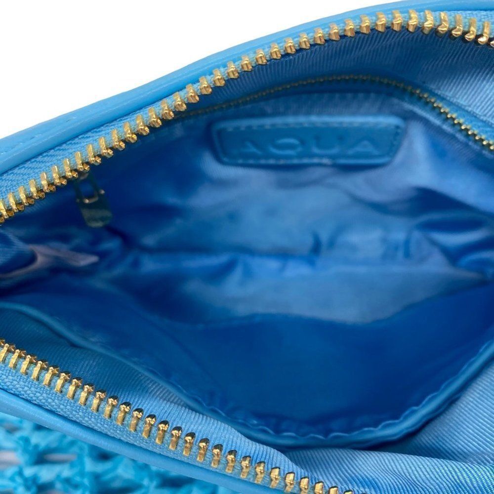 Aqua Crochet Tote Bag With Matching Pouch in Blue New - Picture 11 of 12